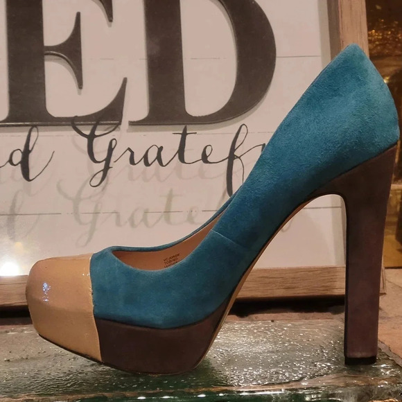 Vince Camuto Jorgie Platform Heel Suede Patent Leather Wmns 10 - Picture 4 of 15